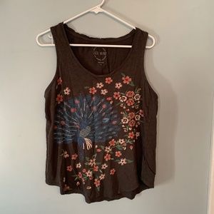 Peacock embroidered tank top
